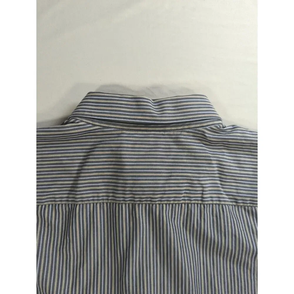 Banana Republic Shirt Mens L Slim Fit Striped French Cuff Italy Cotton Dress